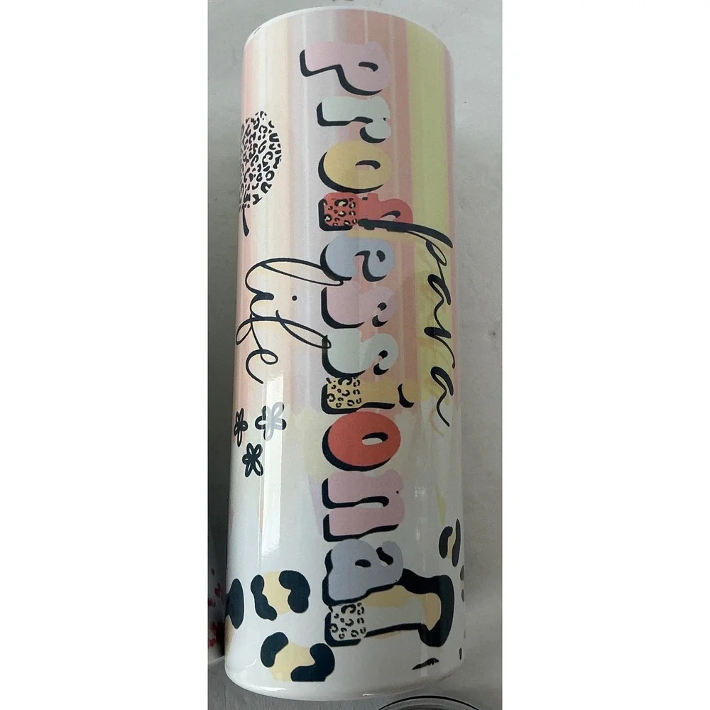Teacher Tumbler‎ Set 20oz Stainless Steel Insulated Travel Mug Pink Tan